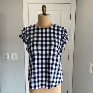 Women's Anne Klein Linen Ruffled Flutter Sleeve Blouse Size L